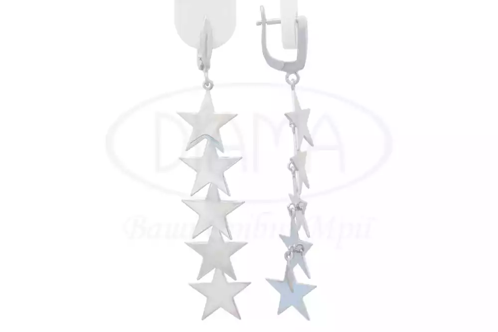Сережки срібні з зірками фото 1