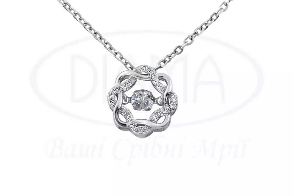 Кольє срібне з цирконом фото 1