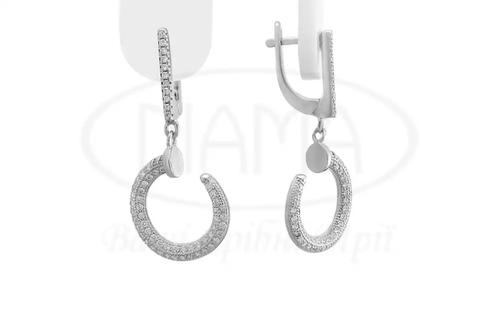 Сережки срібні "Цвях" з цирконом фото 1