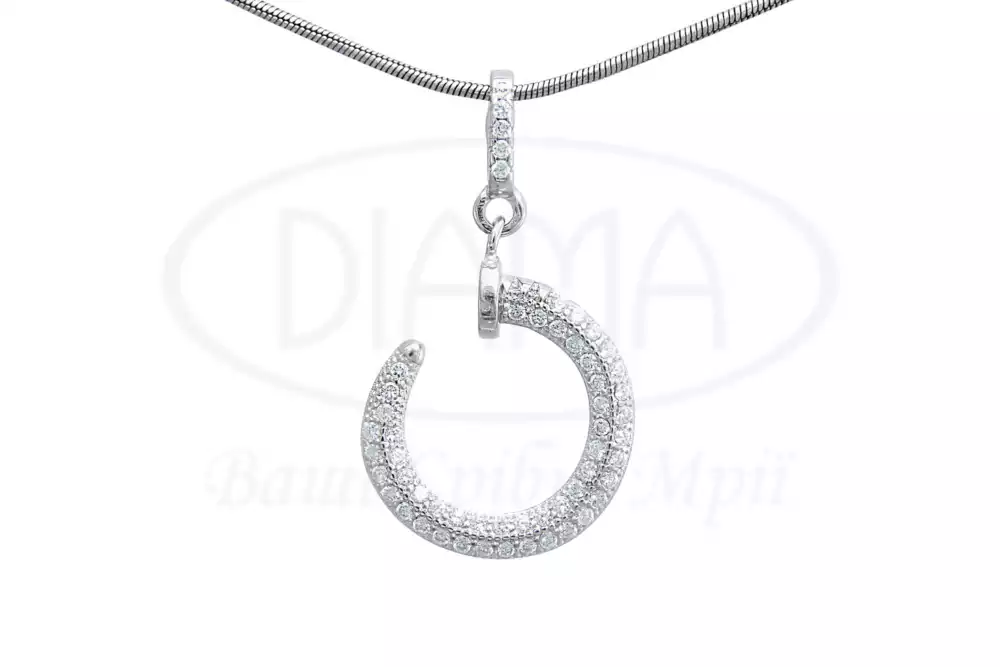 Підвіска срібна "Цвях" з цирконом фото 1