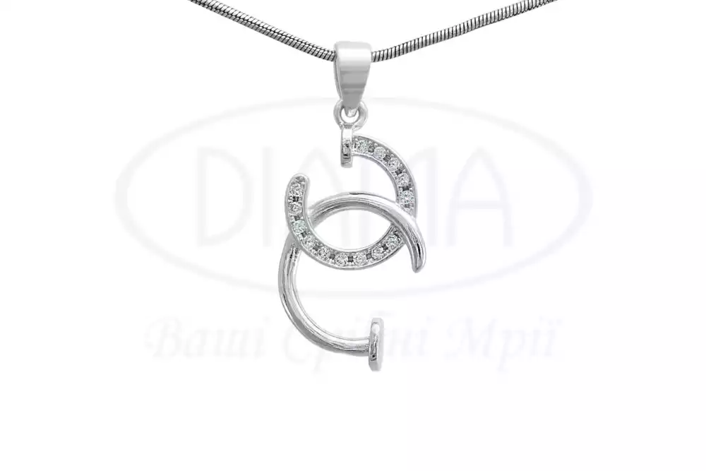 Підвіска срібна подвійний "Цвях" з цирконом фото 1