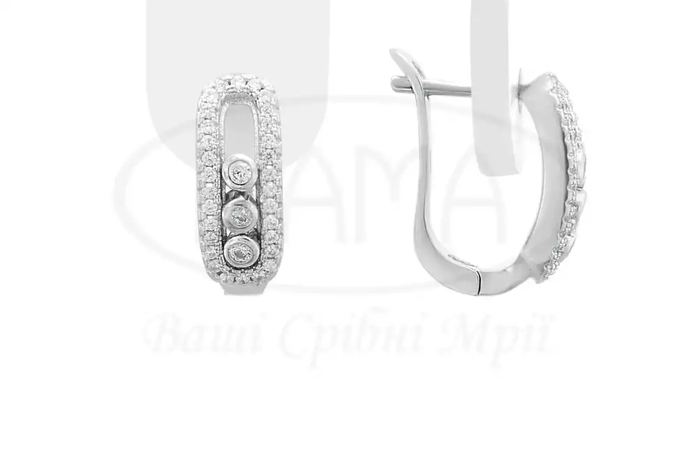 Сережки срібні з цирконом фото 1