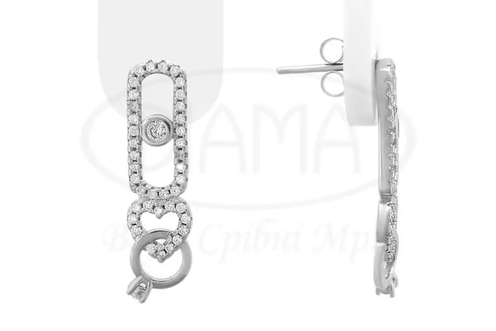 Сережки срібні з цирконом фото 1