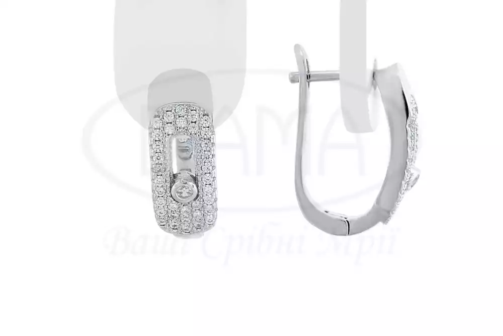 Сережки срібні з цирконом фото 1