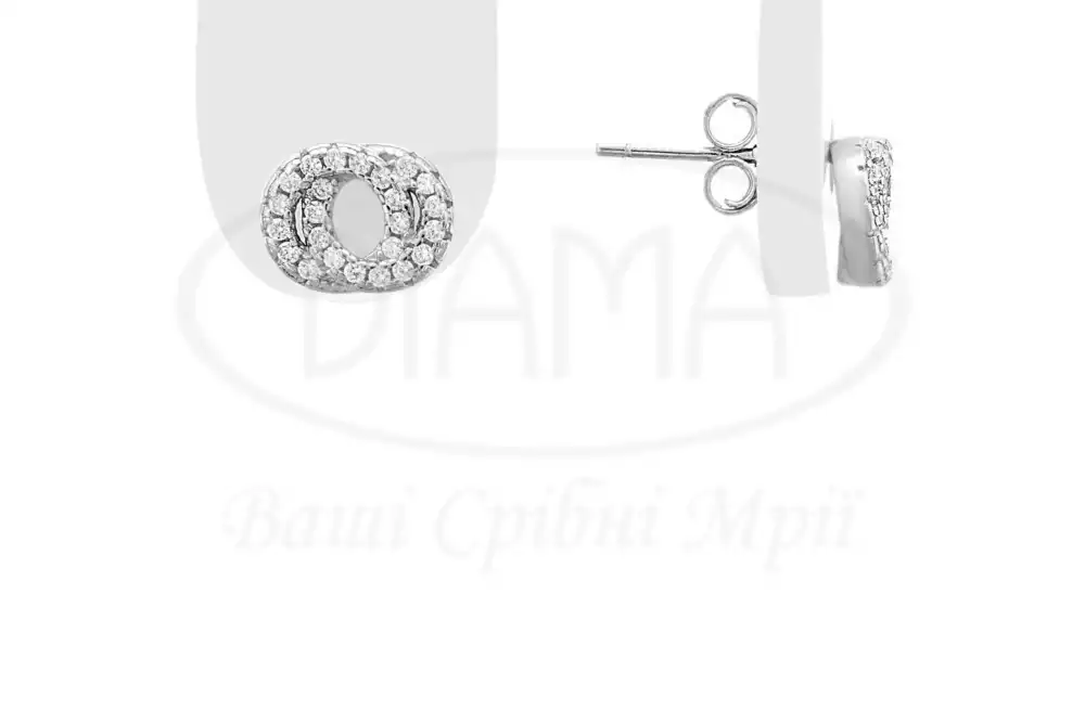 Сережки срібні з цирконом фото 1