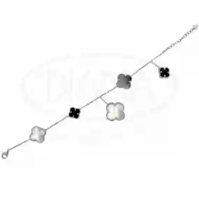 Браслет срібний з перламутром та оніксом