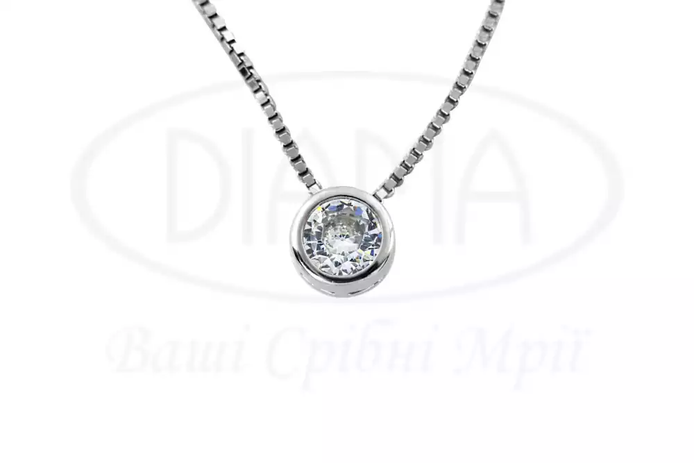 Срібне кольє з цирконом фото 1