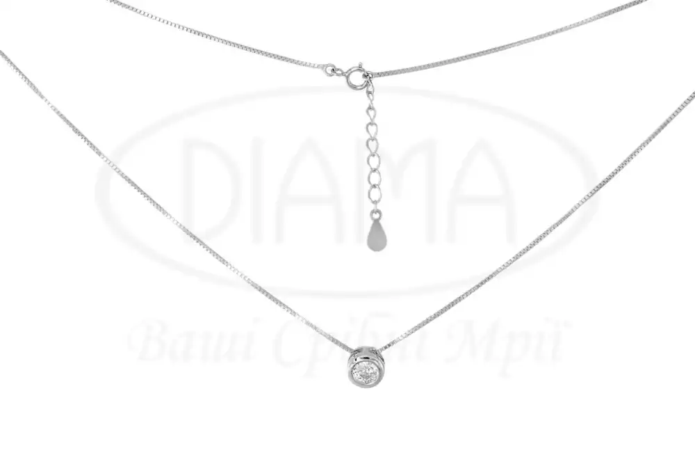 Срібне кольє з цирконом фото 3