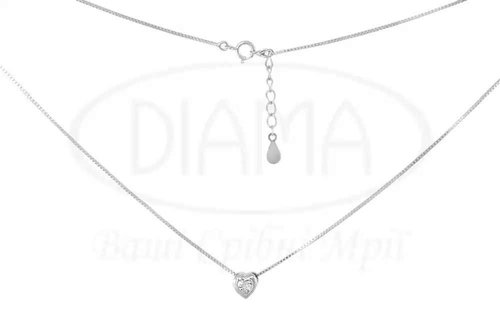 Срібне кольє з цирконом фото 1