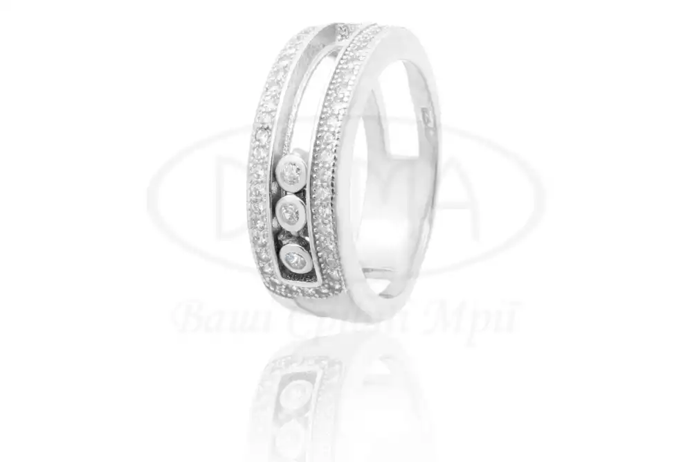 Каблучка срібна з цирконом фото 1