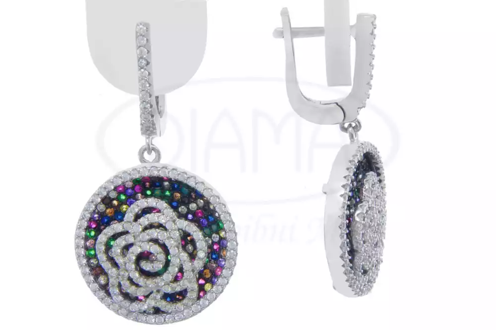 Срібні сережки з цирконом фото 1