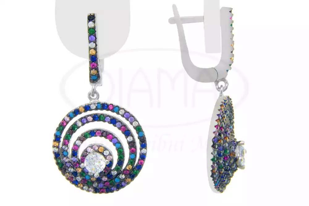 Срібні сережки з цирконом фото 1