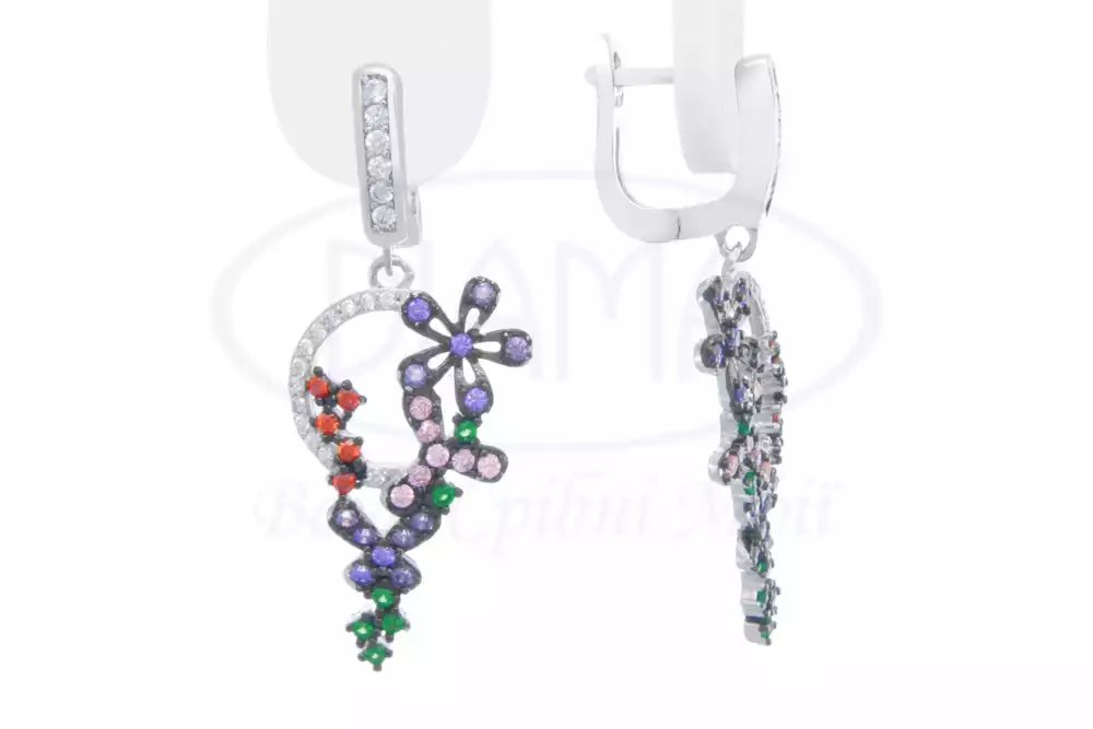 Срібні сережки "Квіти" фото 1