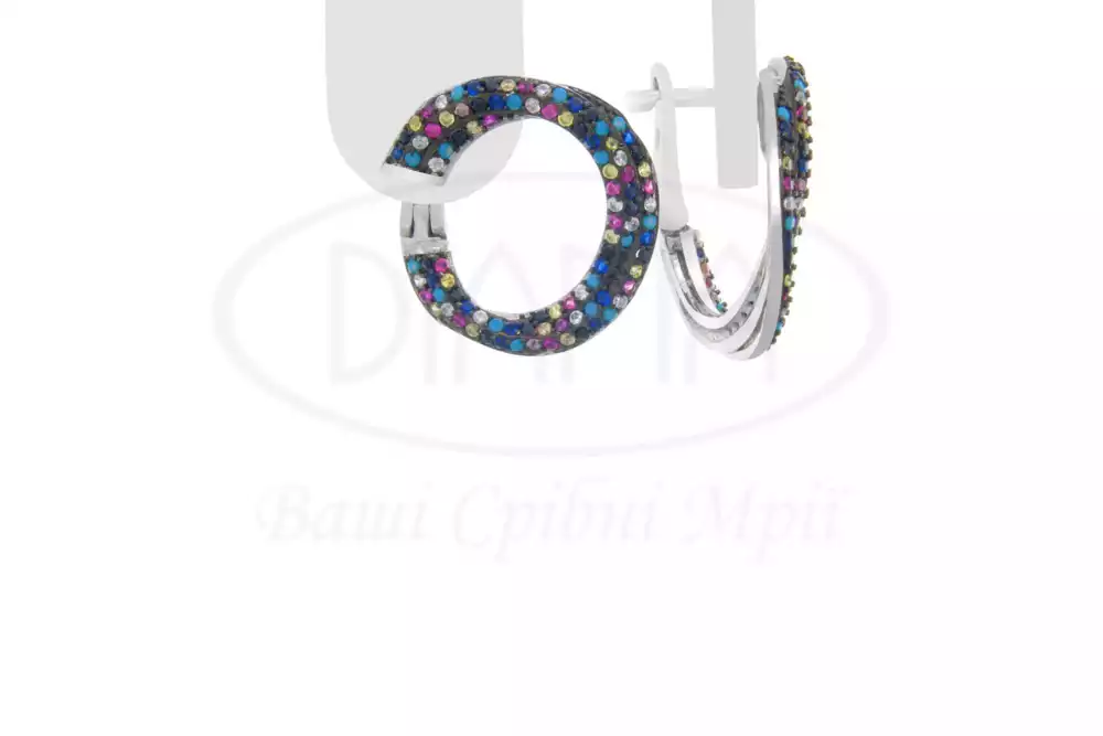 Срібні сережки з цирконом фото 1