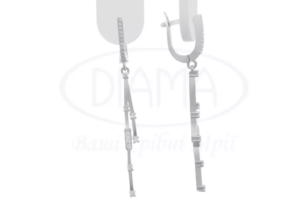 Срібні сережки з цирконом фото 1