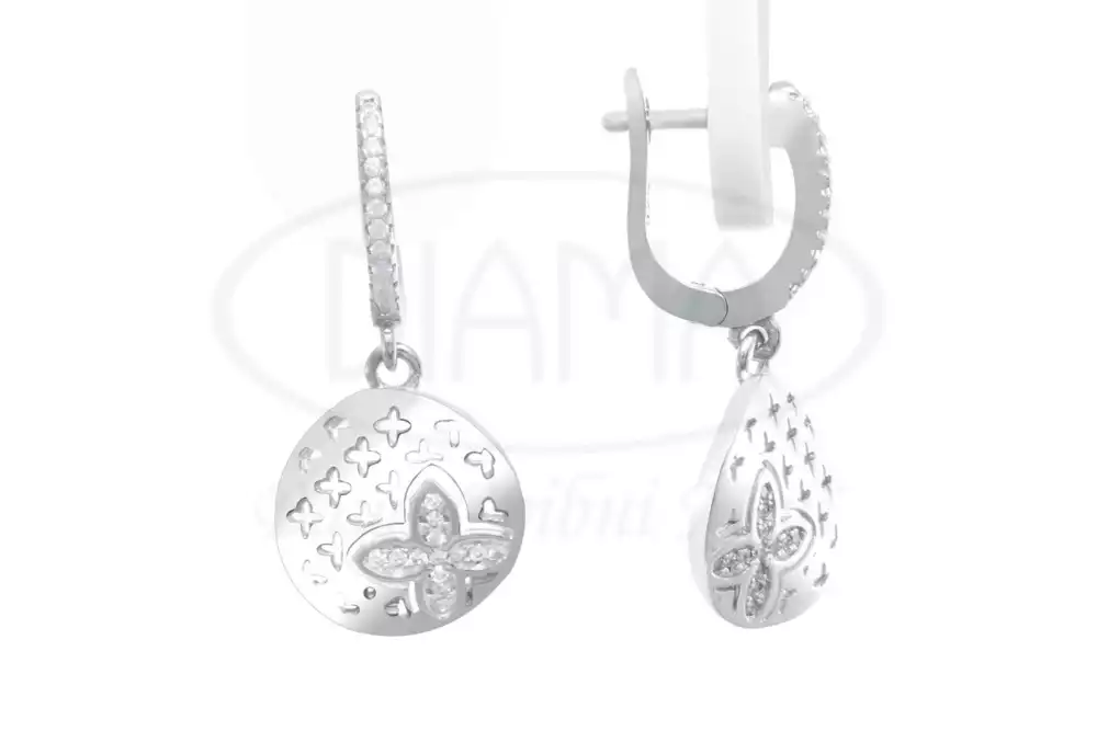 Срібні сережки з цирконом фото 1