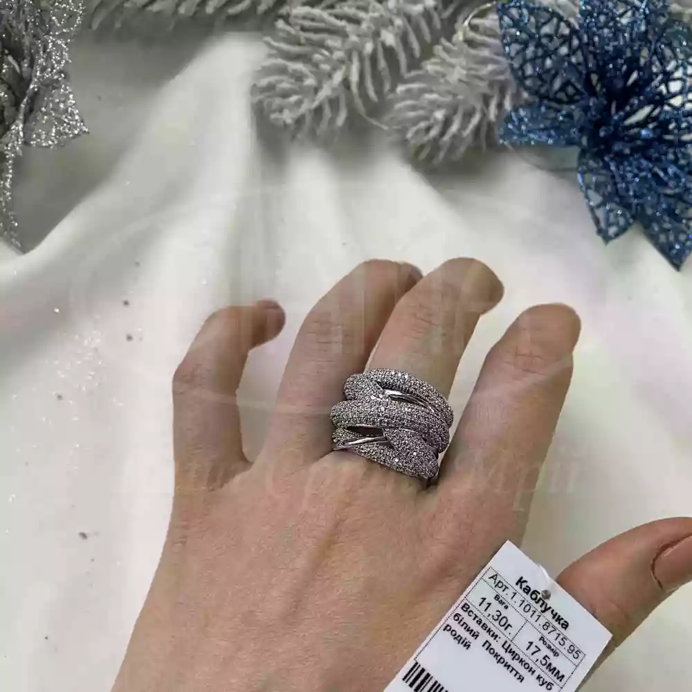 Каблучка срібна з цирконом фото 2