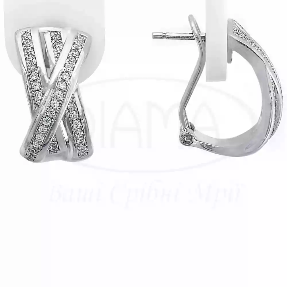 Сережки срібні з цирконом фото 1