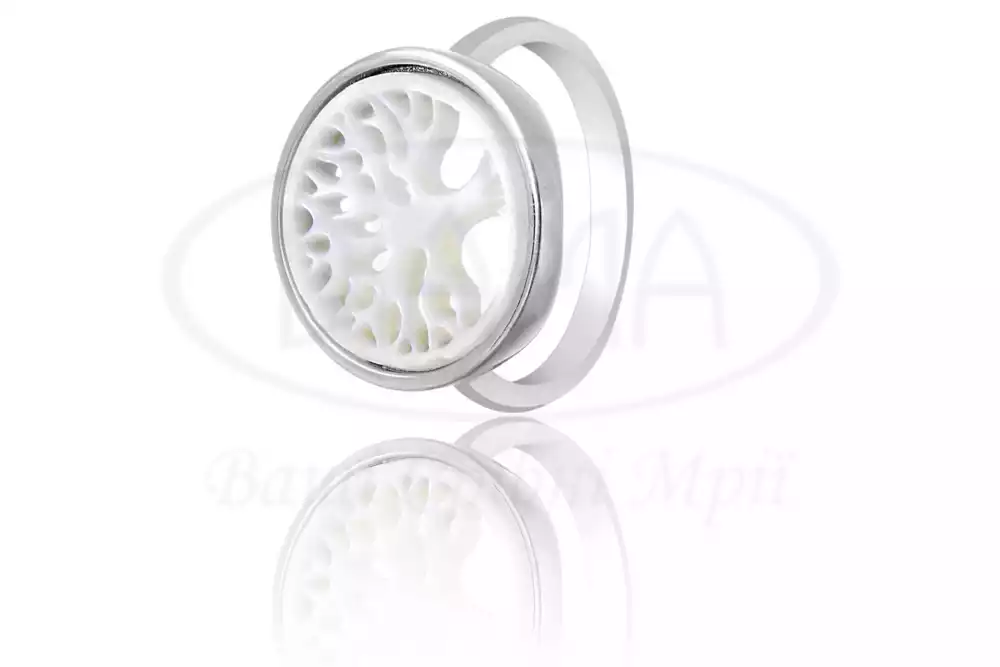 Каблучка срібна з перламутром фото 1