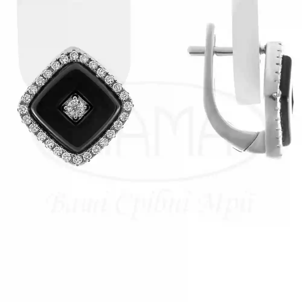 Сережки срібні з керамікою фото 1