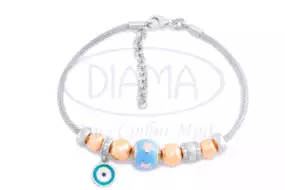 Срібний браслет з емаллю та цирконом