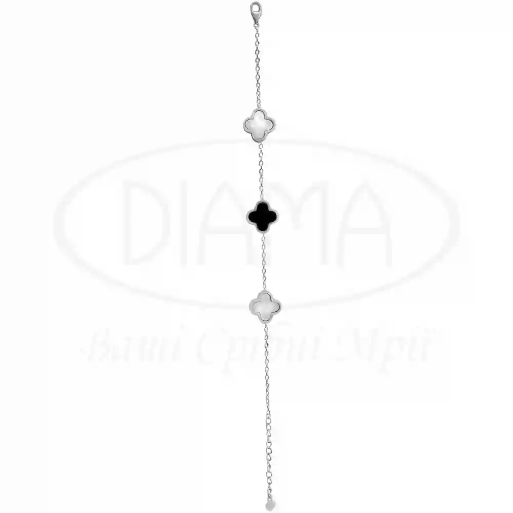 Срібний браслет з перламутром та оніксом фото 1