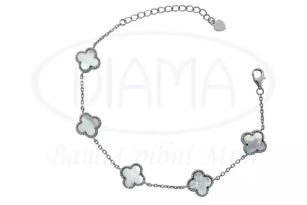 Браслет срібний з білим перламутром фото 2