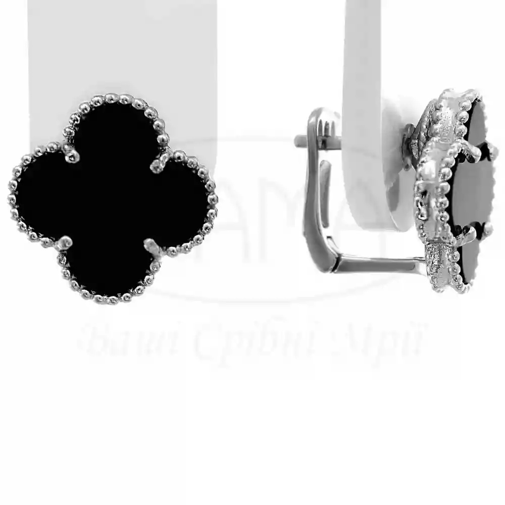 Сережки срібні з Оніксом фото 1