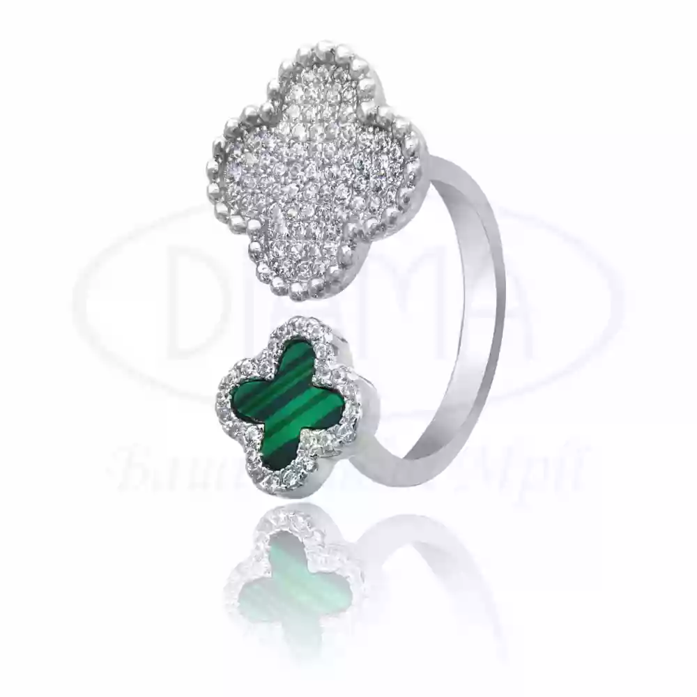 Каблучка срібна з малахітом фото 1