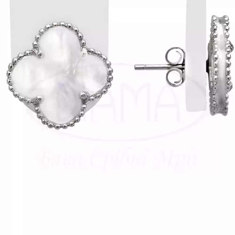 Сережки срібні з перламутром фото 1