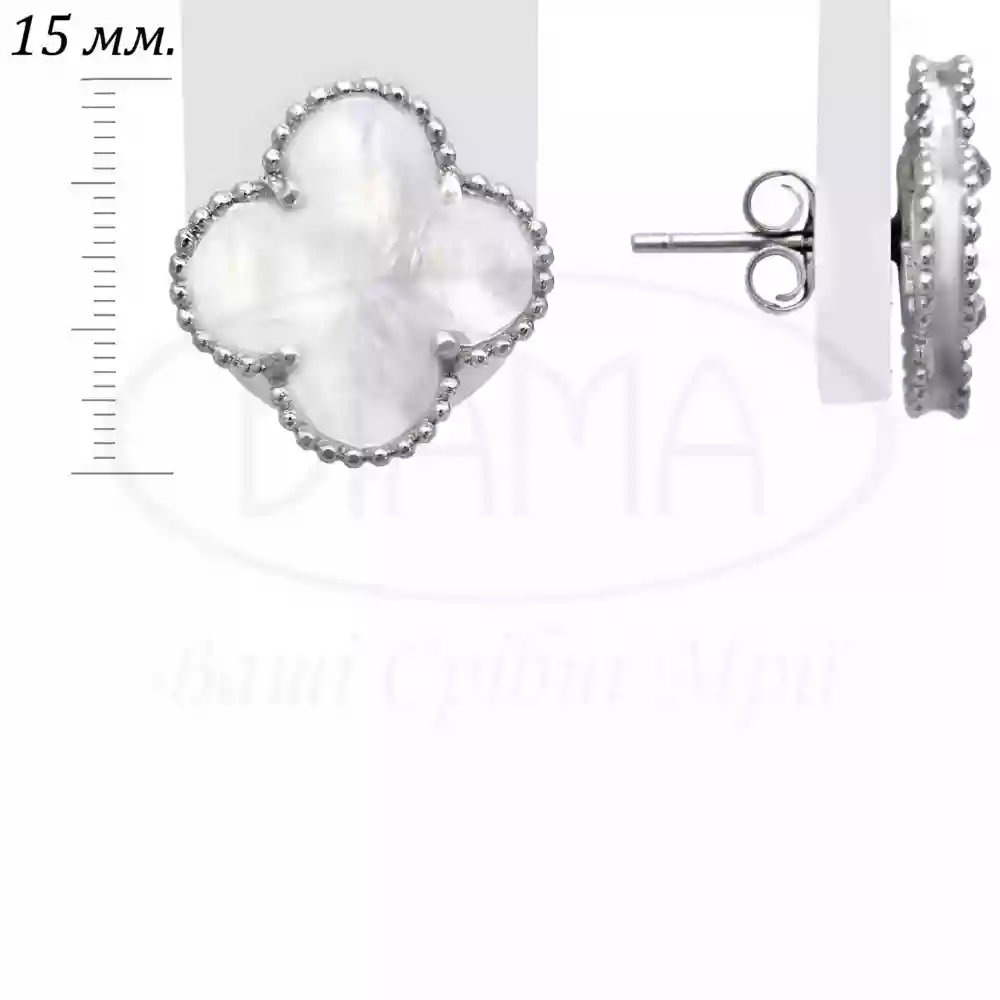 Сережки срібні з перламутром фото 2