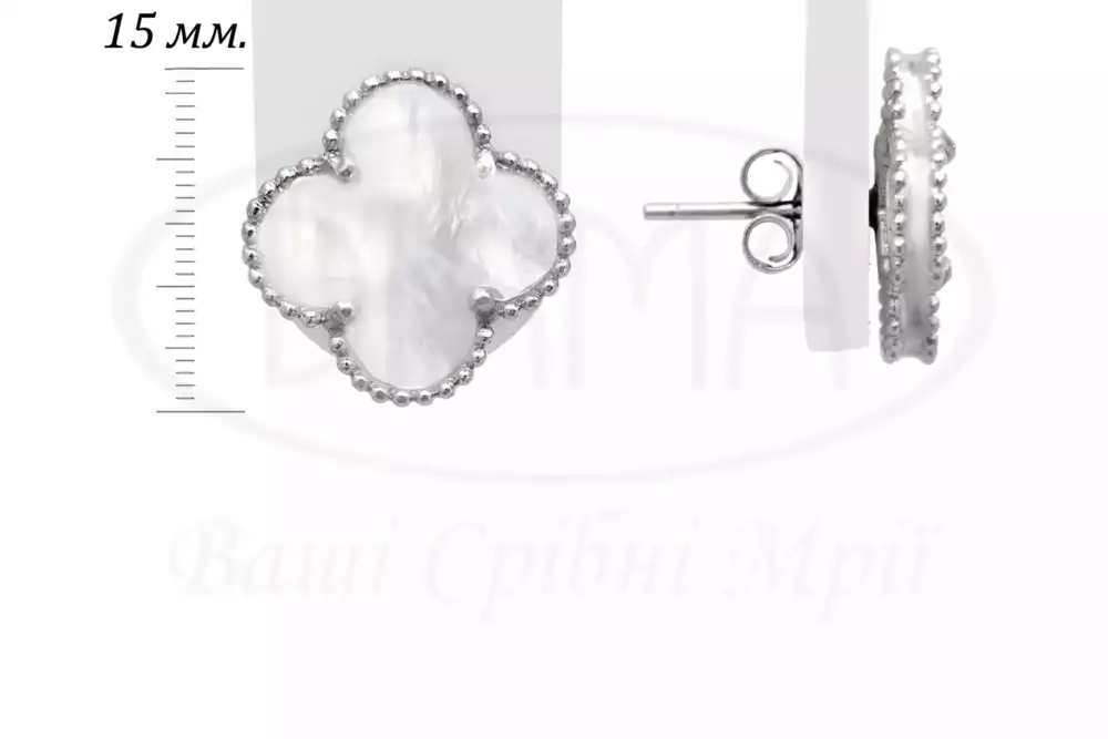 Сережки срібні з перламутром фото 3