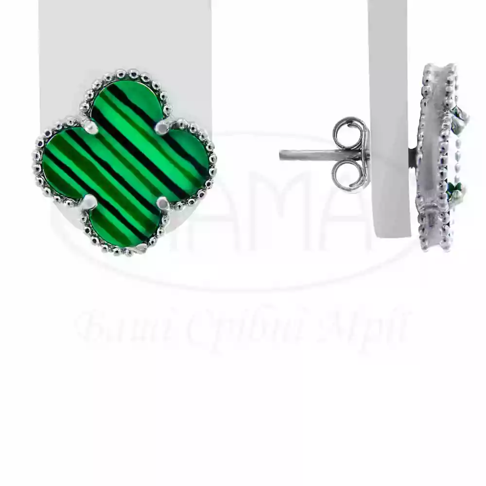 Сережки срібні "Клевер" фото 1