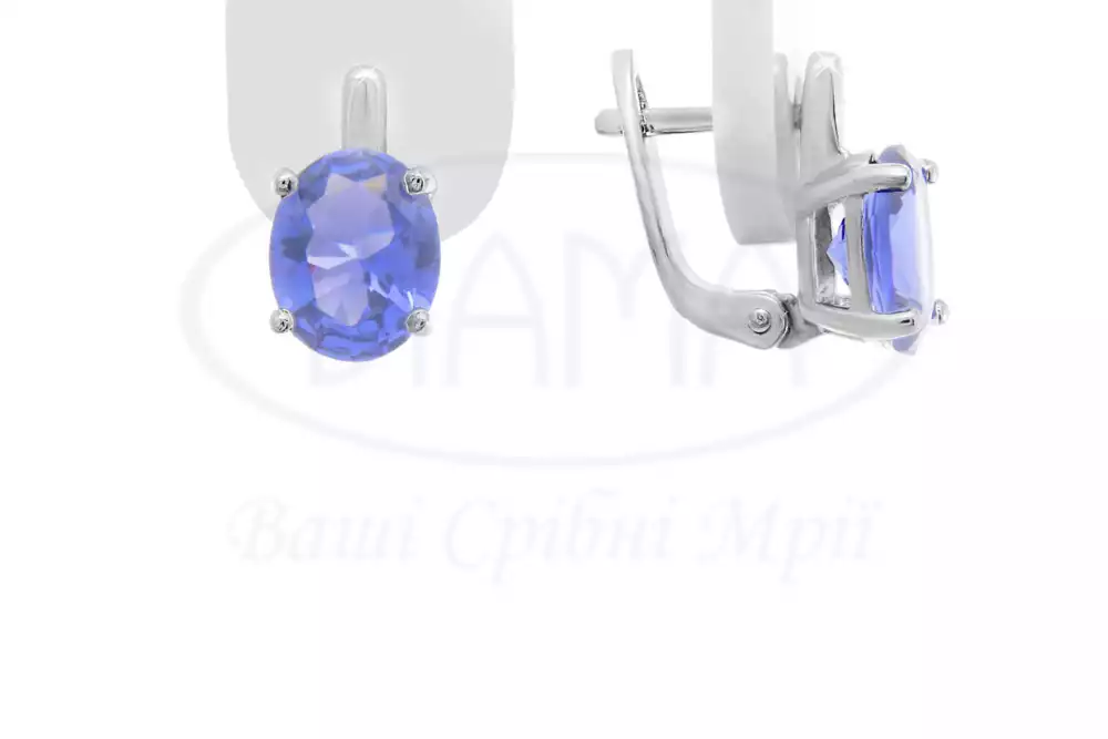Срібні сережки з Танзанітом фото 1