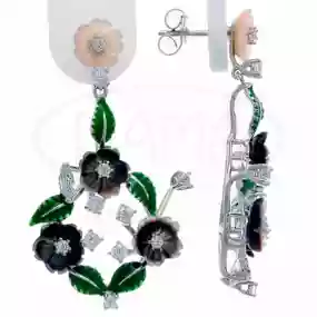 Сережки срібні з Перламутром та Цирконом