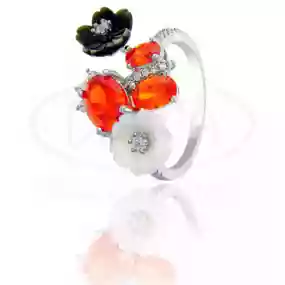 Каблучка срібна з Перламутром та Цирконом