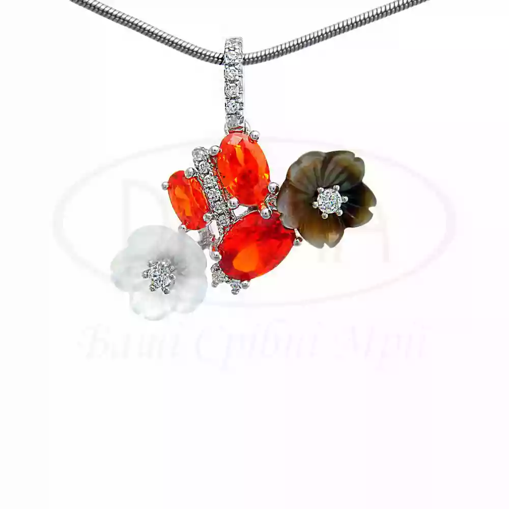 Підвіска срібна з Перламутром та Цирконом фото 1