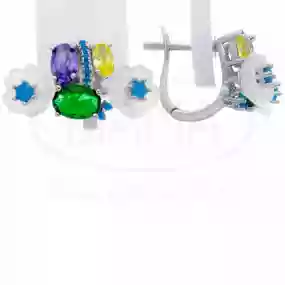 Сережки срібні з Перламутром та Цирконом