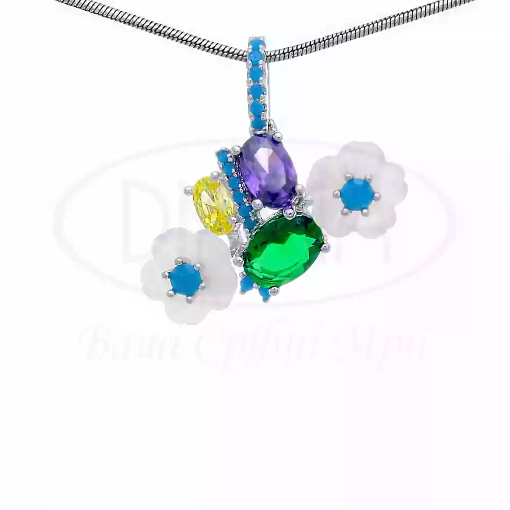 Підвіска срібна з Перламутром та Цирконом фото 1