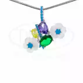 Підвіска срібна з Перламутром та Цирконом