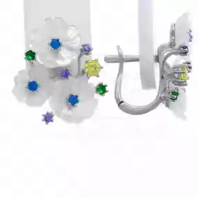 Сережки срібні з Перламутром та Цирконом