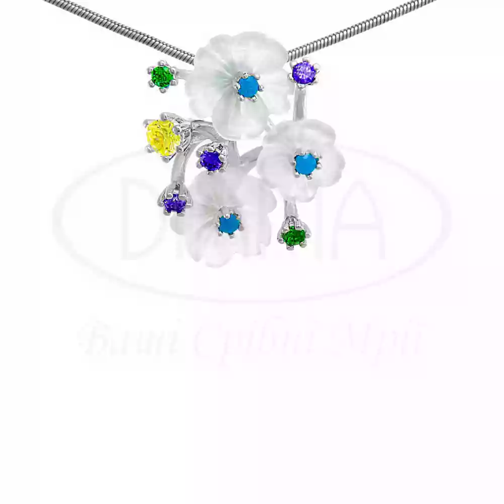 Підвіска срібна з Перламутром та Цирконом фото 1