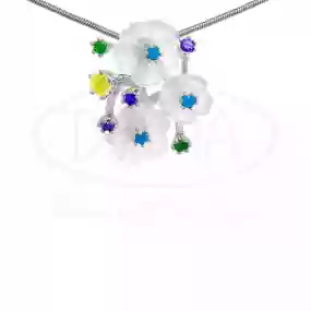 Підвіска срібна з Перламутром та Цирконом