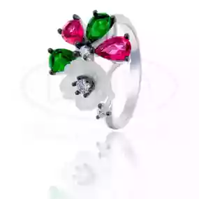 Каблучка срібна з Перламутром та Цирконом