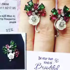 Сережки срібні з Перламутром та Цирконом