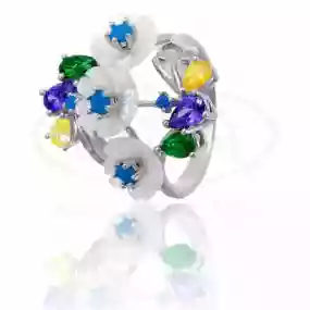 Каблучка срібна з Цирконом та Перламутром