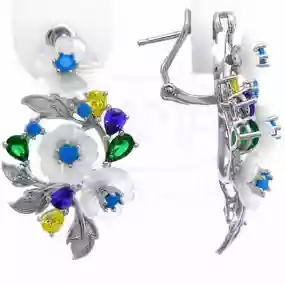 Сережки срібні з Цирконом та Перламутром