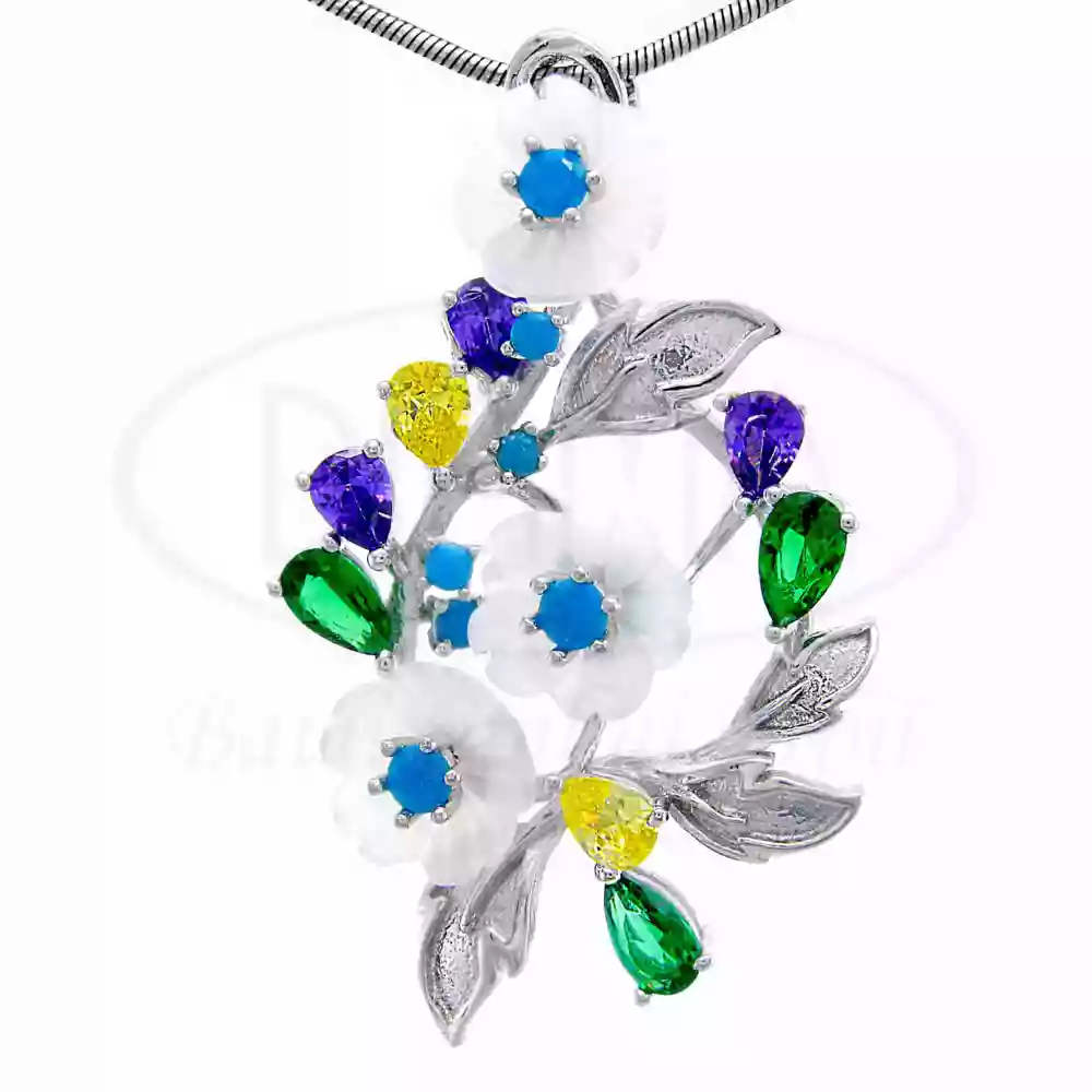 Підвіска срібна з Цирконом та Перламутром фото 1