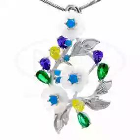 Підвіска срібна з Цирконом та Перламутром