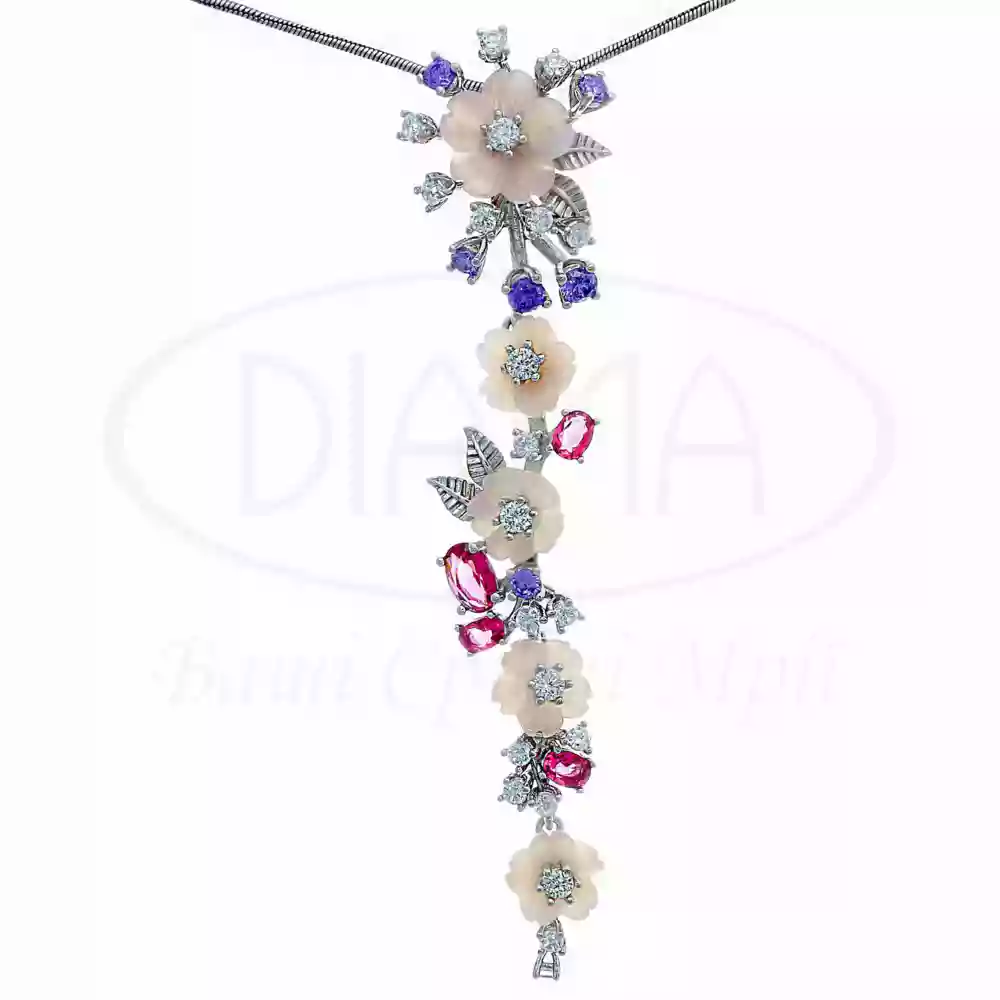 Підвіска срібна з Перламутром та Цирконом фото 1